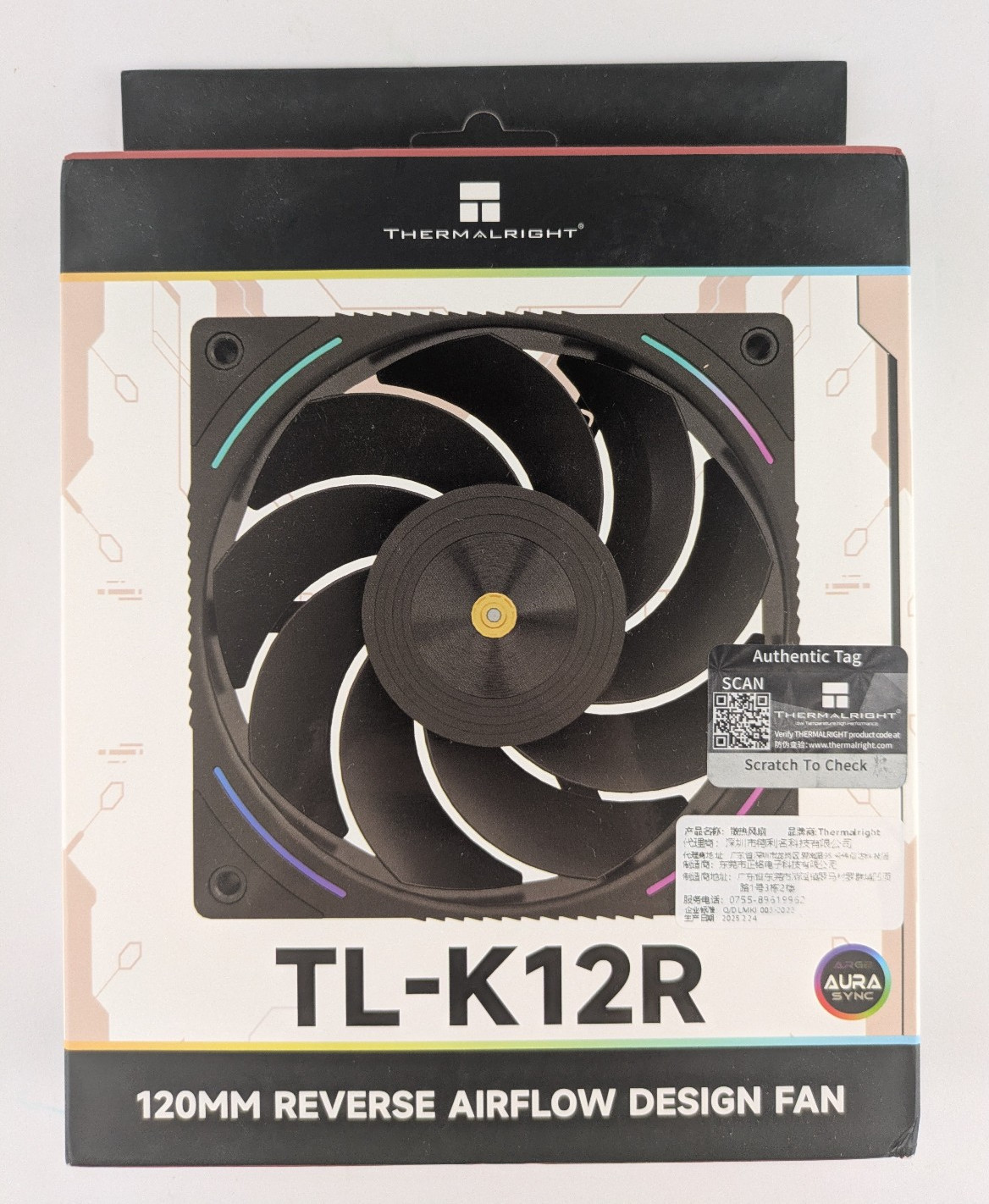 Thermalright TL-K12R Black A-RGB Reverse 120mm PWM Fan - Sealed