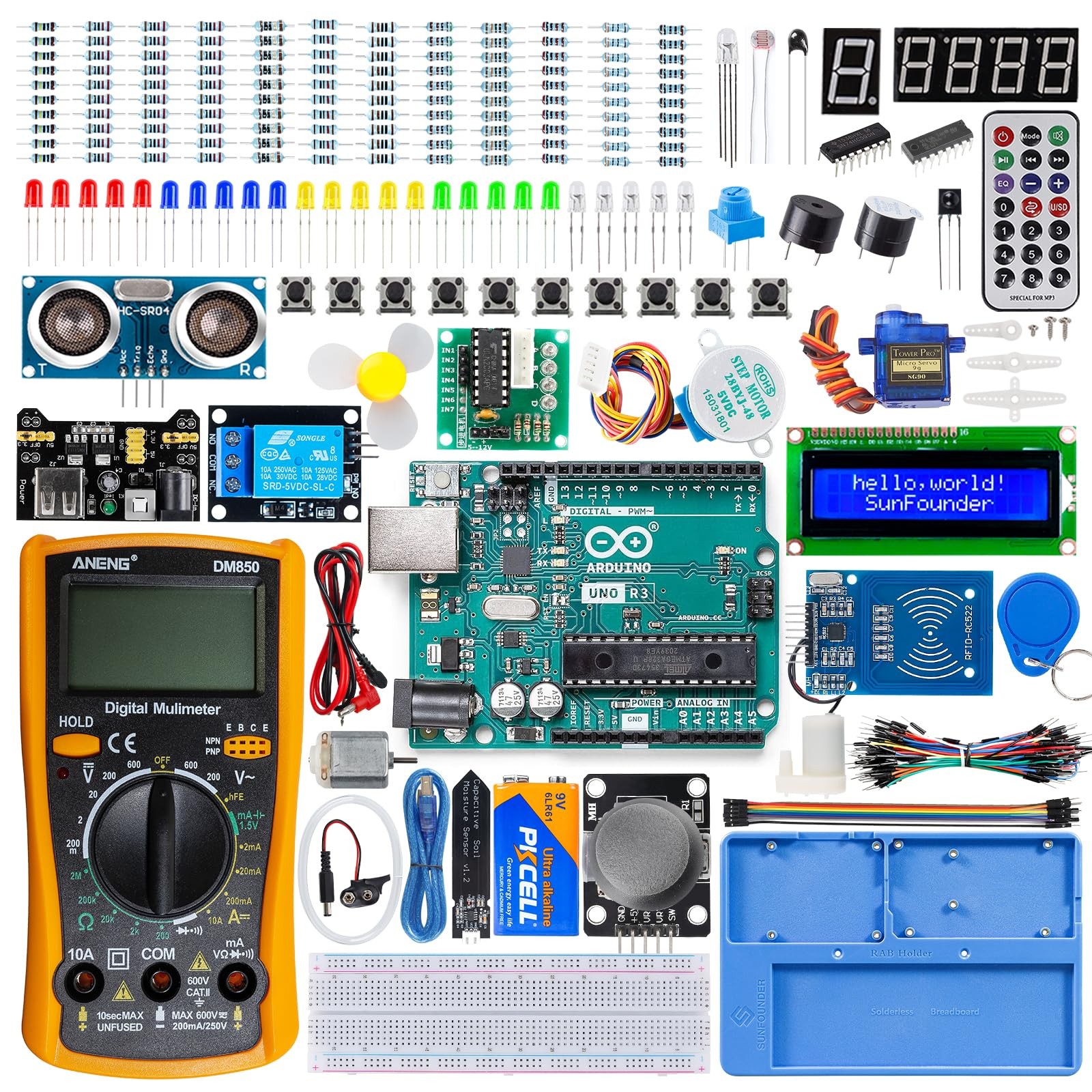 Inventor Lab Starter Kit with Original Arduino Uno R3 REV3 Multimeter 34 Project