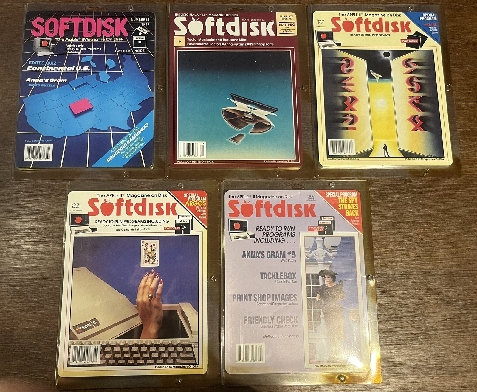 5 Softdisk Magazines For The Apple 2 #65-#69