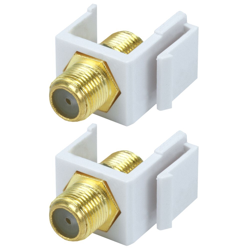 2 Pcs F Type Keystone Jack Coupler Coax Coaxial Cable RG6 RG59 Snap In Insert