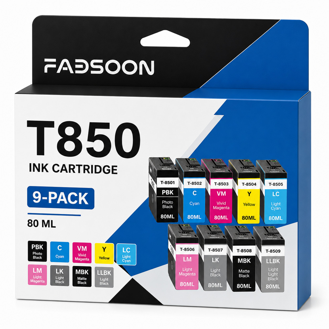 T850 9PK 9 Color With Chip Ink Cartridge fit for SureColor P800 Designer Edition