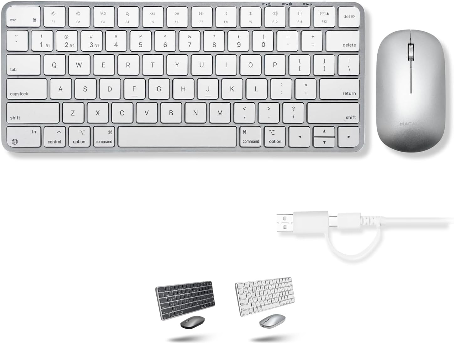 Combo Mini Teclado Inalambrico y Raton Recargable Multidispositivo Espanol PC80H