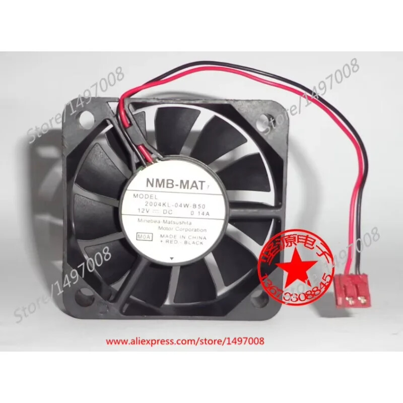 NMB-MAT 2004KL-04W-B50 M0A DC 12V 0.14A 2-Wire 50X50X10mm Server Cooling Fan