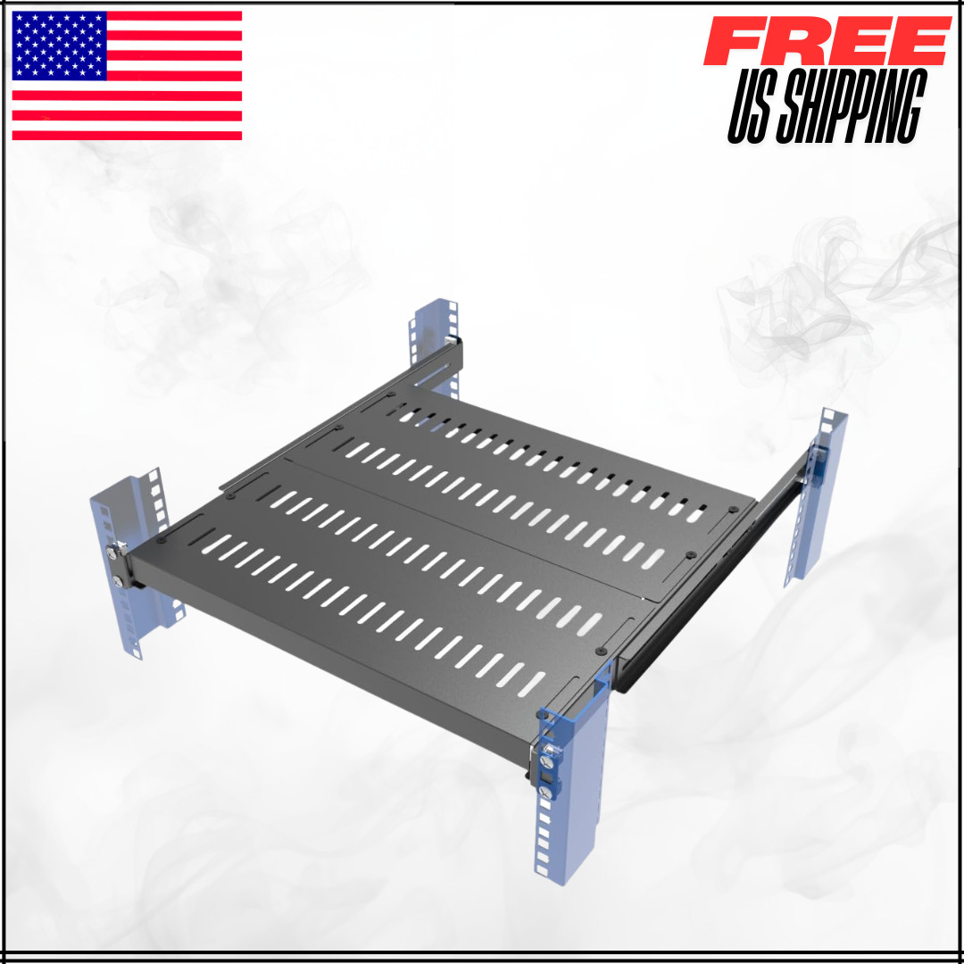 Vented 1U 4-Post Adjustable Server Shelf -Mounting 16.5-29" D