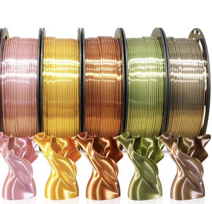MIKA3D Silk PLA 1.75mm 3D Printer Filament 5 Spools 250g Each Metallic Colors