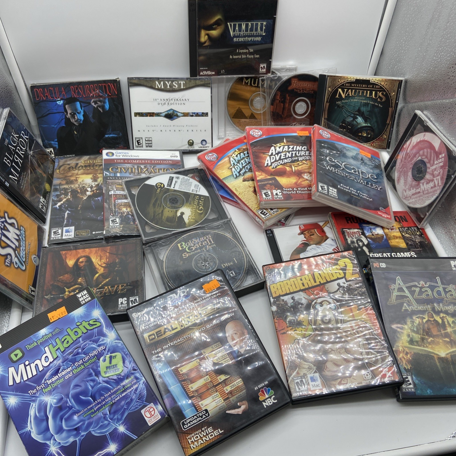 Lot Of 24 Untested PC Games Borderlands 2 , Enclave , Vampire , Baldurs Gate etc