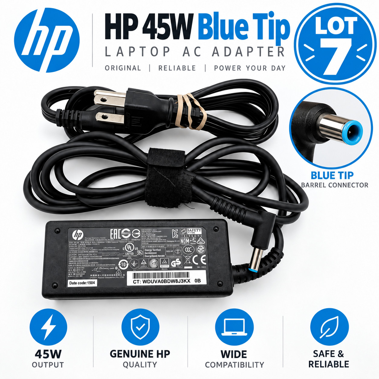 LOT 7 Genuine HP 45W AC Adapter Charger ProBook 650 G2 G3 G4 G5 G8 Notebook PC