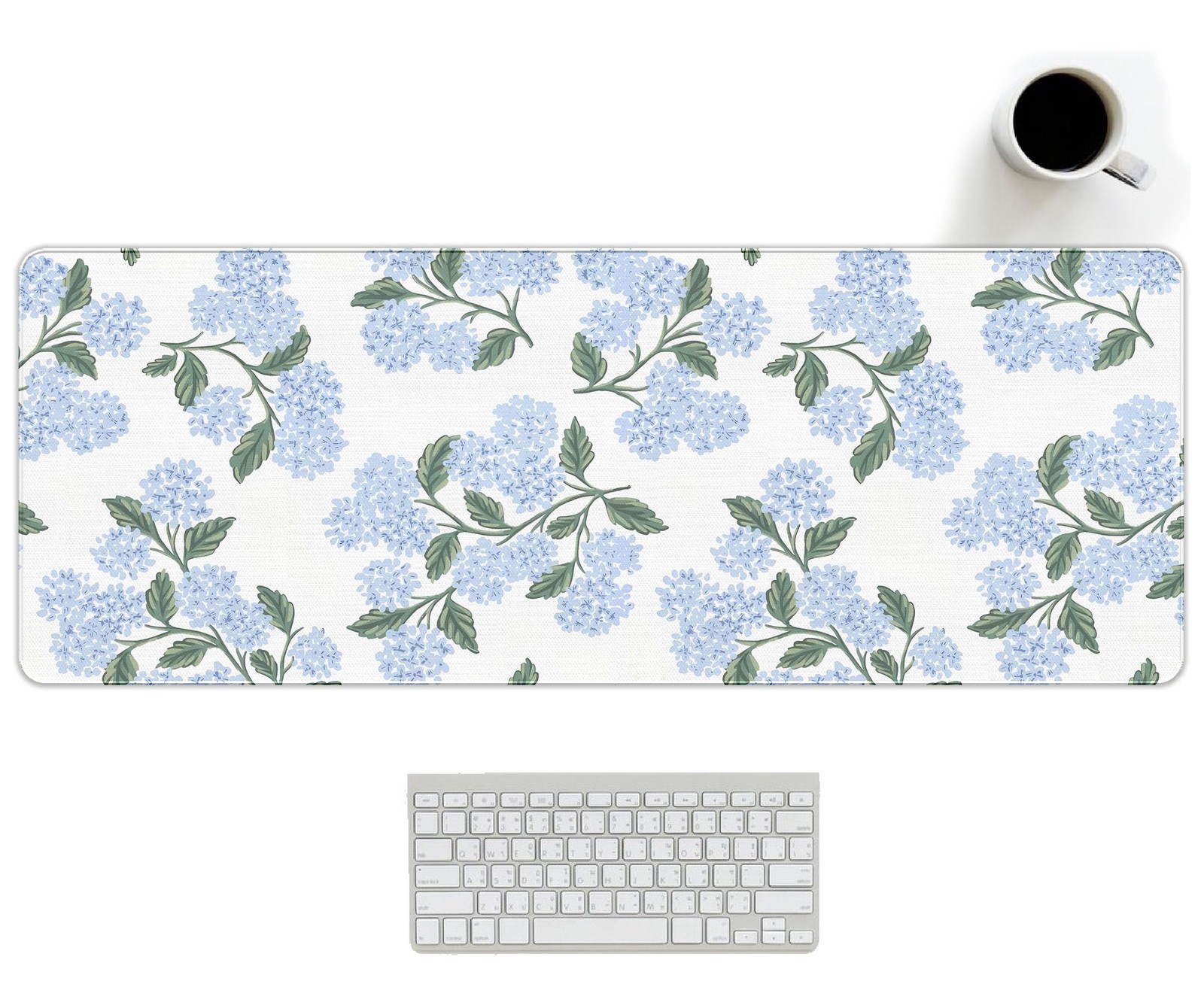 Blue Desk Mat, Flroal Desk Matt for Desktop Mouse Pad 31.5x11.8