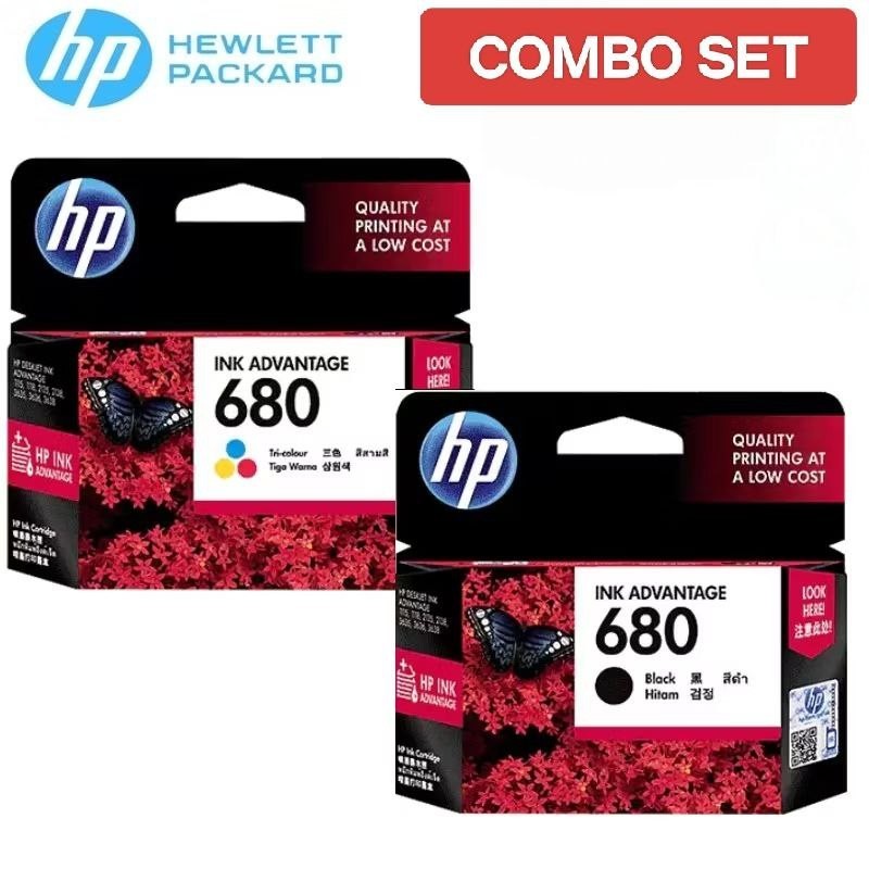 HP 680 Ink Cartridge Combo (Black + Tri-Colour) DeskJet Ink Advantage Printer