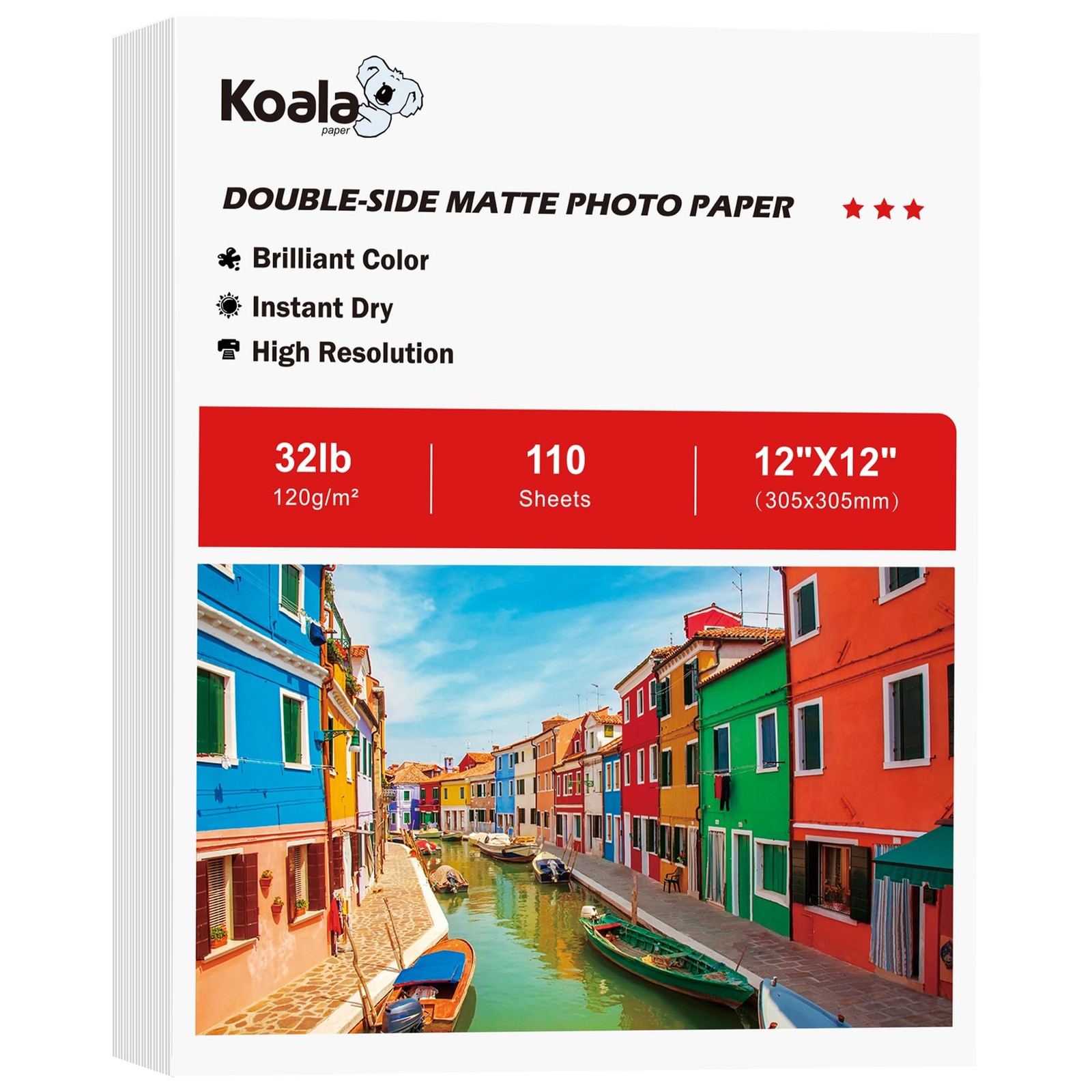 Koala Thin Presentation Paper DoubleSided Matte 32LB 12x12 Inch 110 Sheets