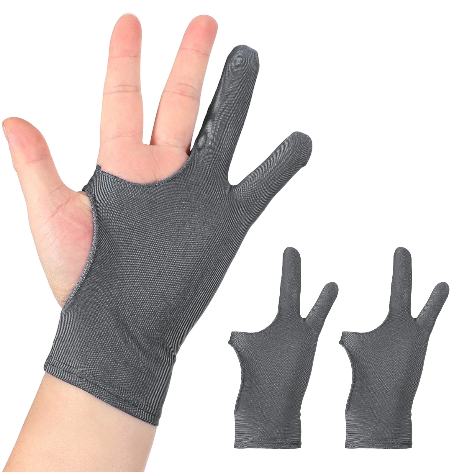 2pcs Artist Drawing Glove m Size Two Finger Graphics Painting Glove Gray