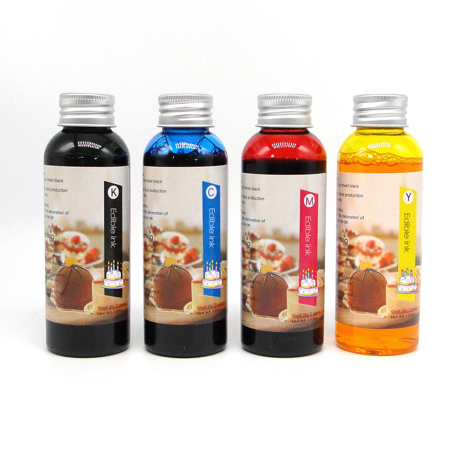 100ml -4Colored Edible Ink Refill Bottles Compatible for Hp Canon Brother Epson
