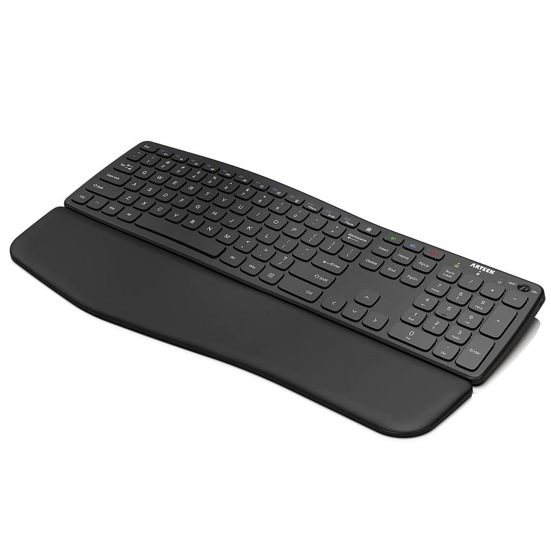 Bluetooth Keyboard Universal Wave Comfortable Keypad with Palm Rest Multi-Dev...