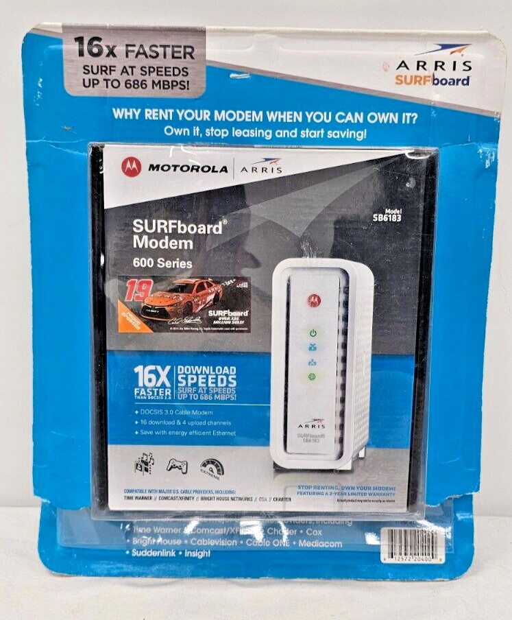 MOTOROLA ARRIS Surfboard SB6183 Cable Modem 16x4 Channels DOCSIS 3.0 - White