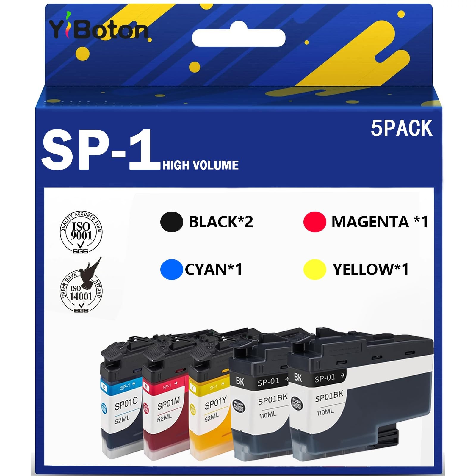 SP-1 SP1 SP01 Sublimation Ink Cartridges (5-Pack) SP01BKS SP01CS SP01MS SP01Y...