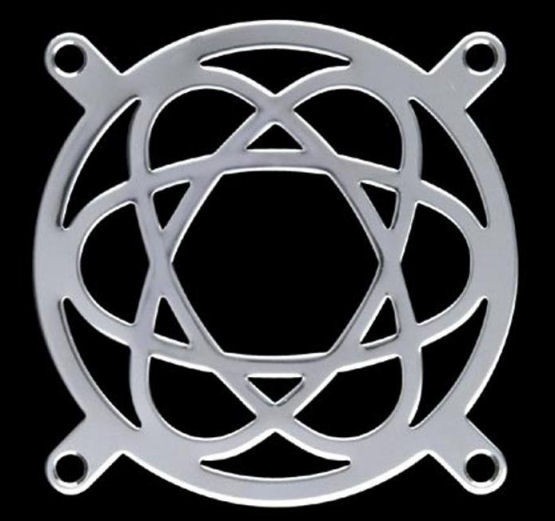 80mm Computer Case Laser Cut Chrome Fan Grill - Atom