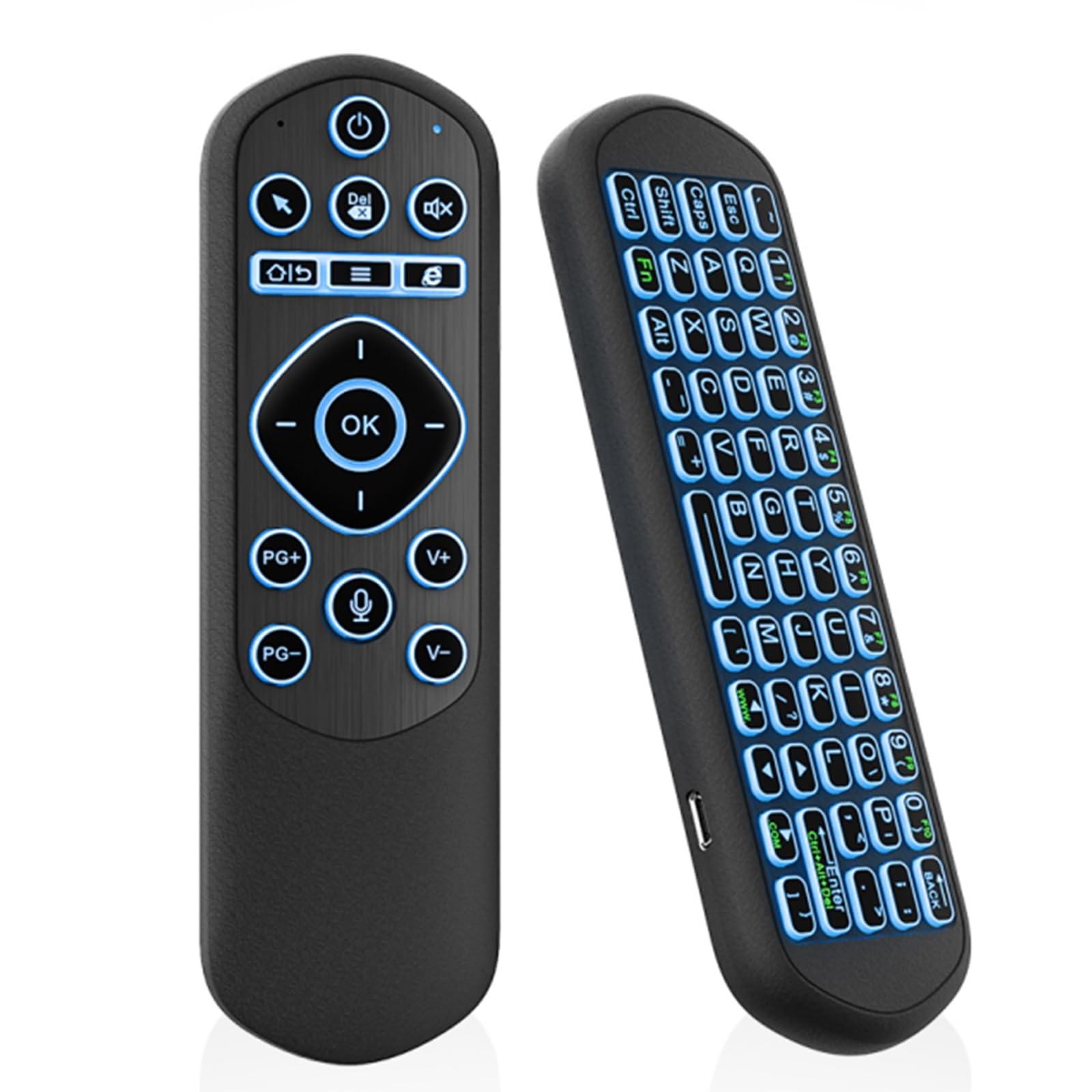 iPazzPort Air Mouse Remote with Keyboard, 2.4G&Bluetooth Backlit Black
