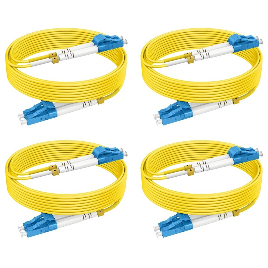 4 Pack OS2 LC to LC Single Mode Fiber Patch Cables 1.6ft/0.5m 10G Duplex