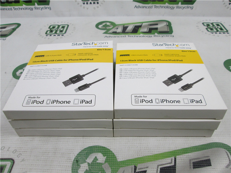 StarTech USB Cable 6in 15cm Black Lightning Connector NEW Lot of 6