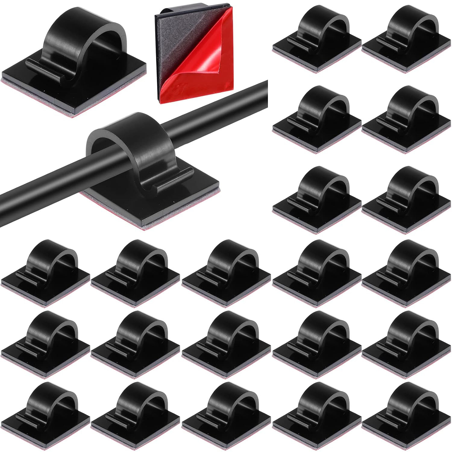 60Pcs Mini Cable Clips Self Adhesive Cord Hooks String Light Holders Black