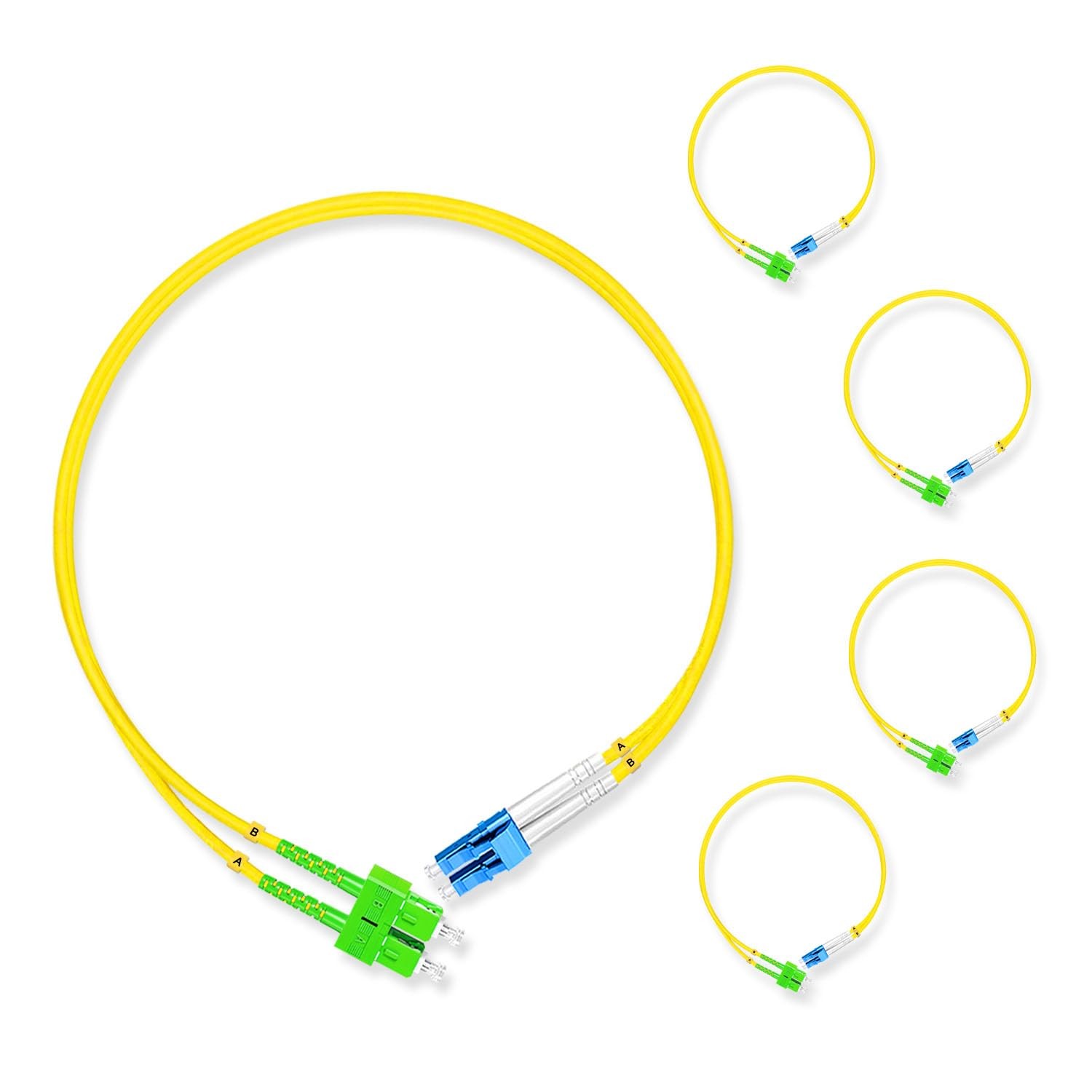 5Pcs 0.5 Meter Fiber Optic Patch Cord SC to LC UPC Duplex Single Mode