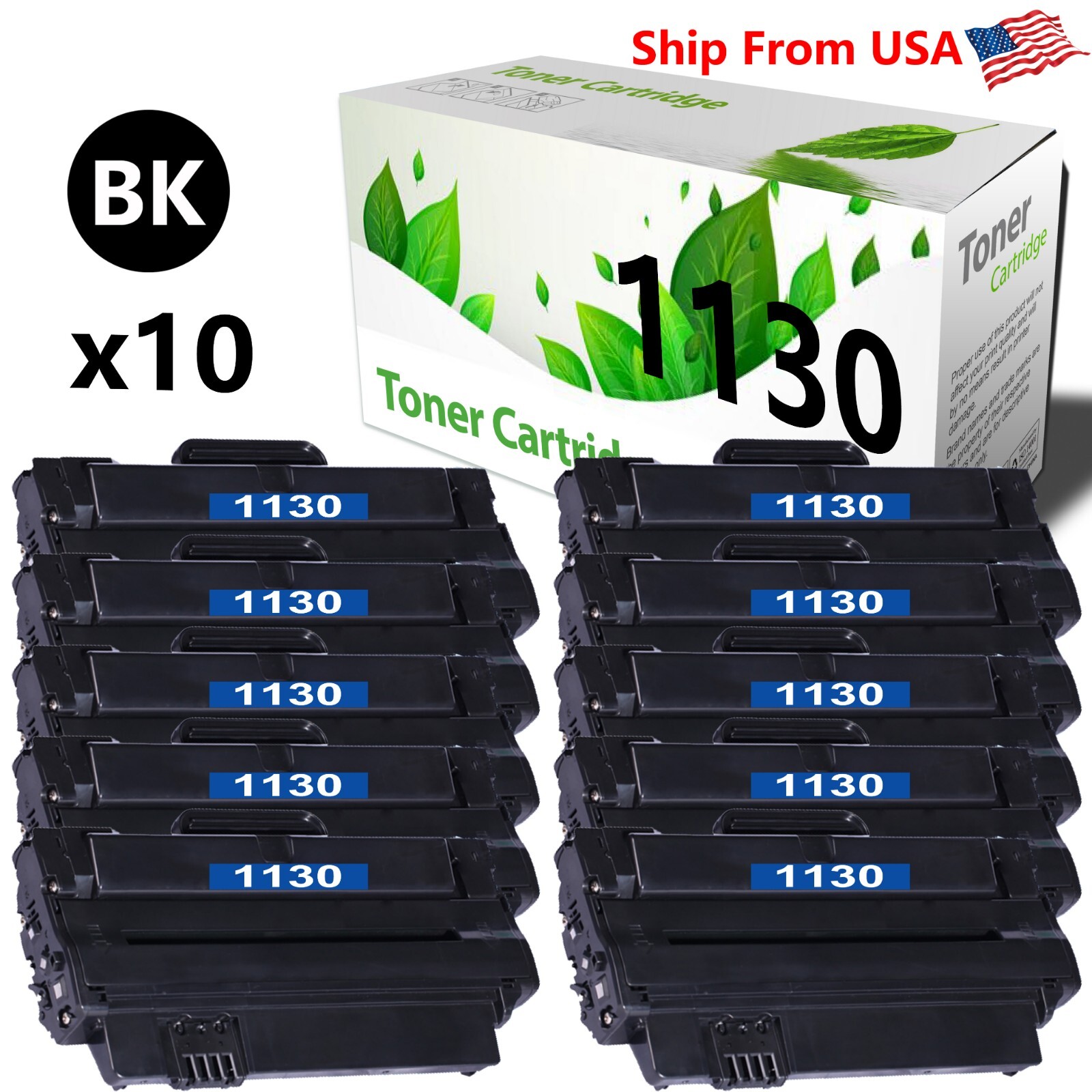 10PACK DELL 1130 Toner Cartridge Fit For Dell 1133 1135 Printer