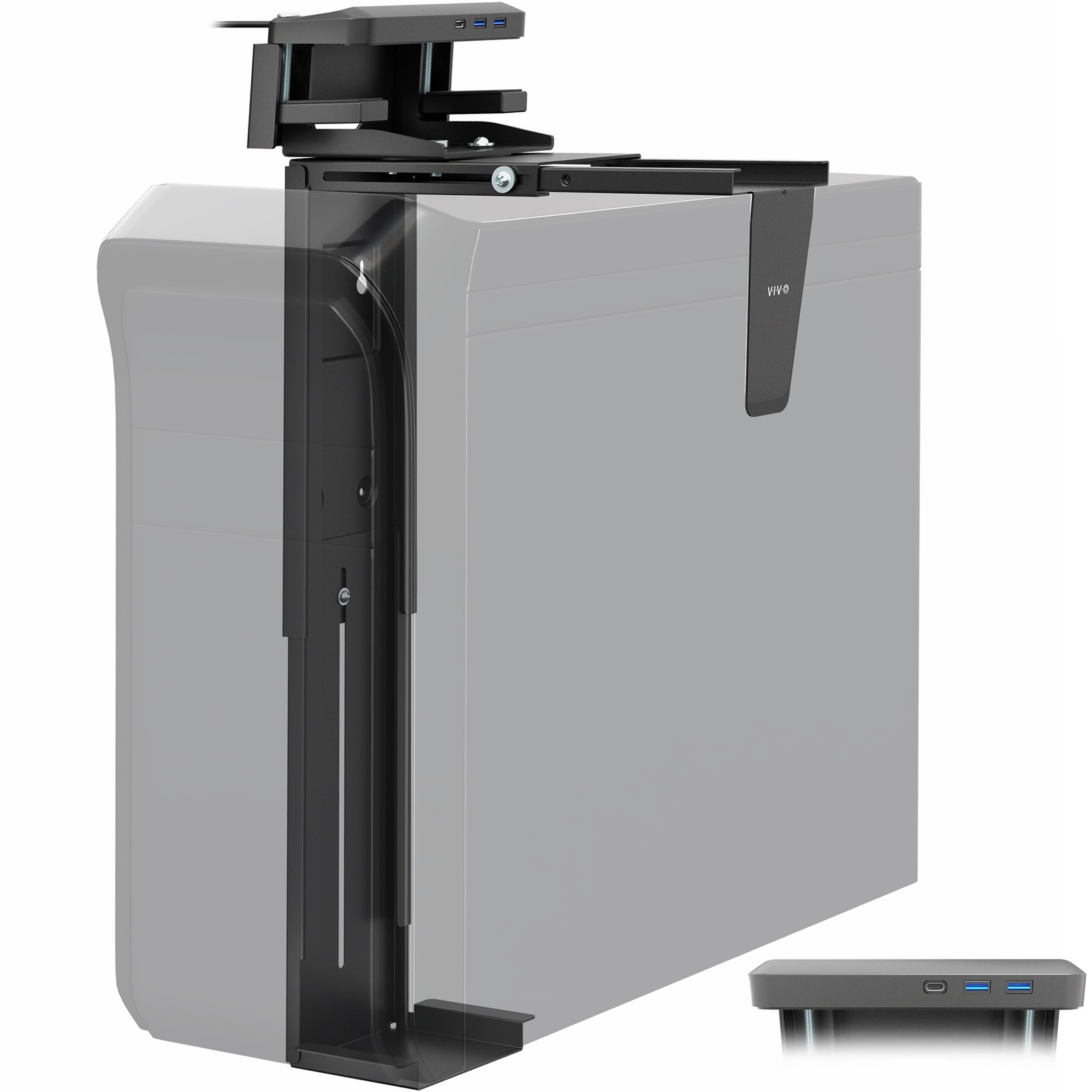 VIVO Large Clamp-on and Wall PC Mount, Computer Case Holder with 135° Swivel