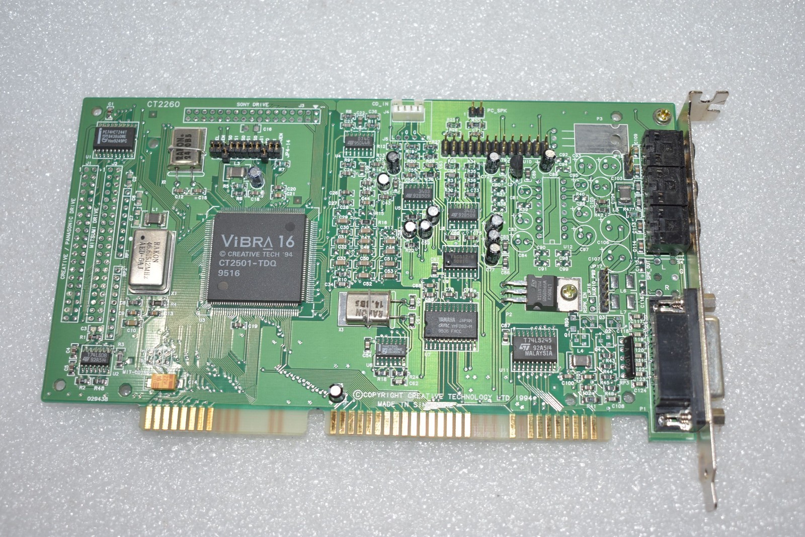 CREATIVE SOUND BLASTER VIBRA 16 CT2260 W/YAMAHA OPL3 YMF262M ISA SOUND CARD