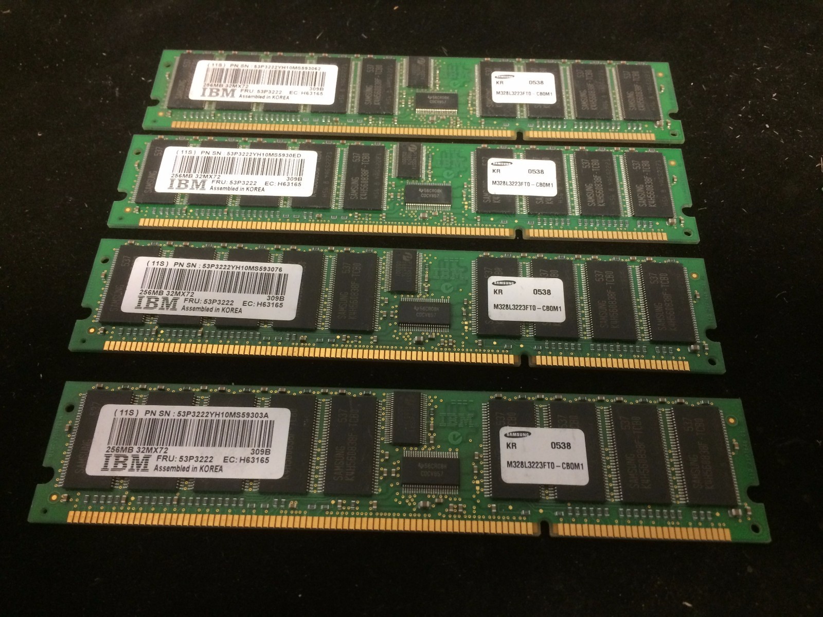 IBM 1GB 4x 256MB Server Memory DIMM 208 Pin FRU: 53P3222 
