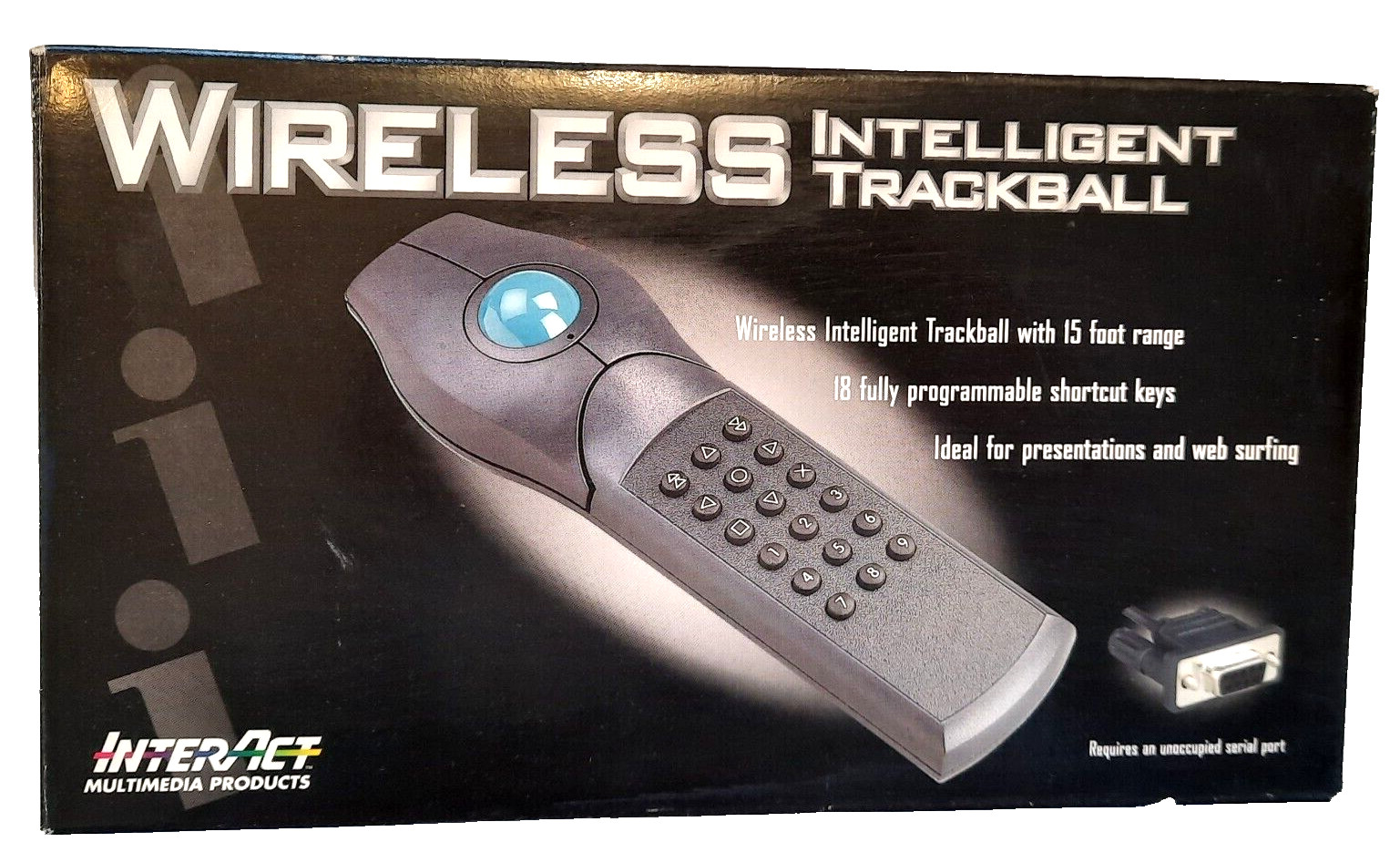 Wireless Trackball / Mouse InterAct 18 Button Remote SV-2020 Windows VINTAGE NOS