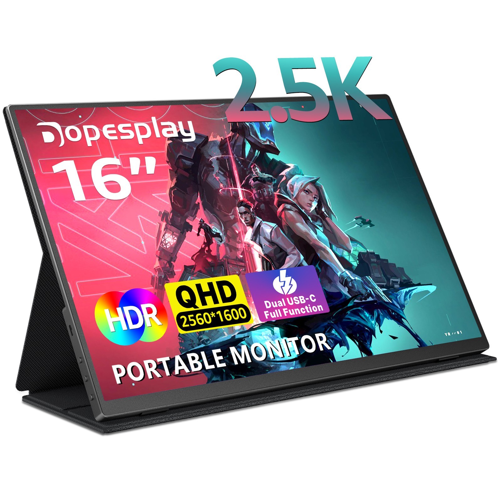 USED 16" 2K Dopesplay Portable Monitor HDR QHD USB HDMI 100%sRGB PC Phone Gaming
