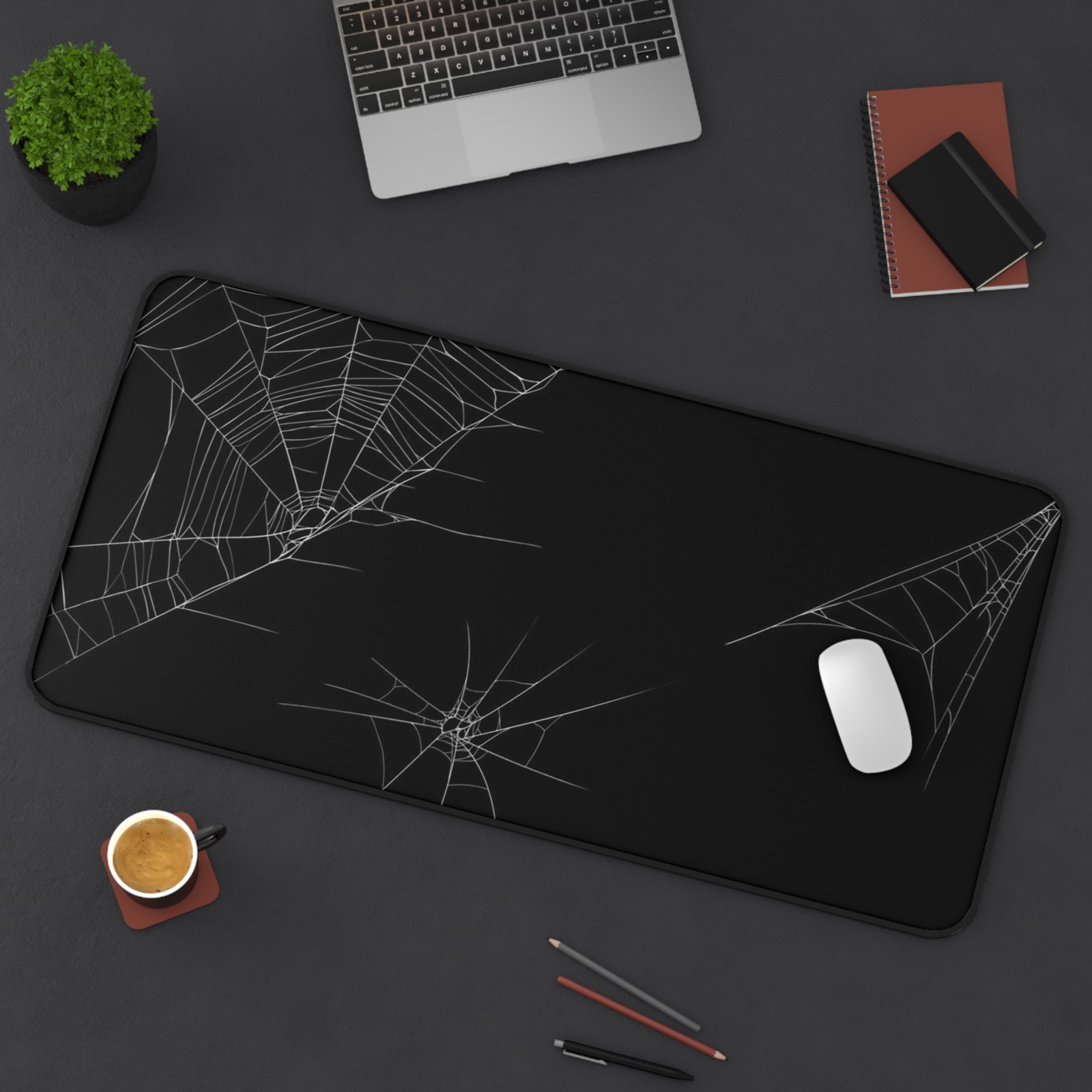 Spiderweb Corners Desk Mat | Halloween Cobweb Mousepad Surface