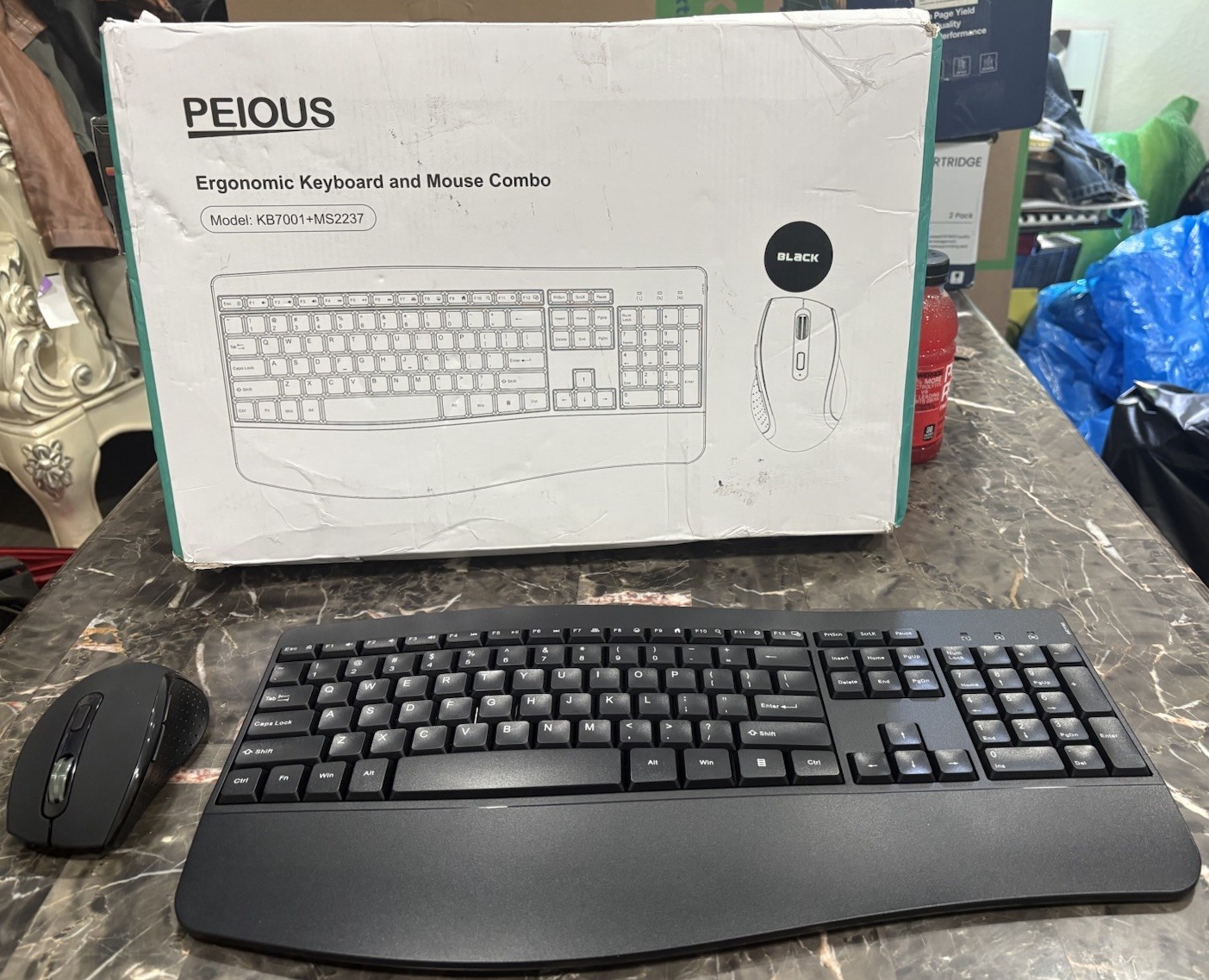 PEIOUS Ergonomic Wireless Keyboard and Mouse Set Model: KB7001+MS2237 
