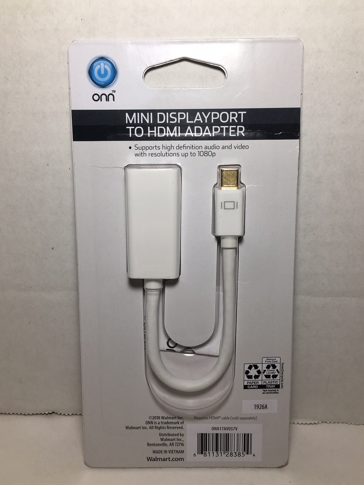 ONN Mini Displayport To Hdmi Adapter – White - New
