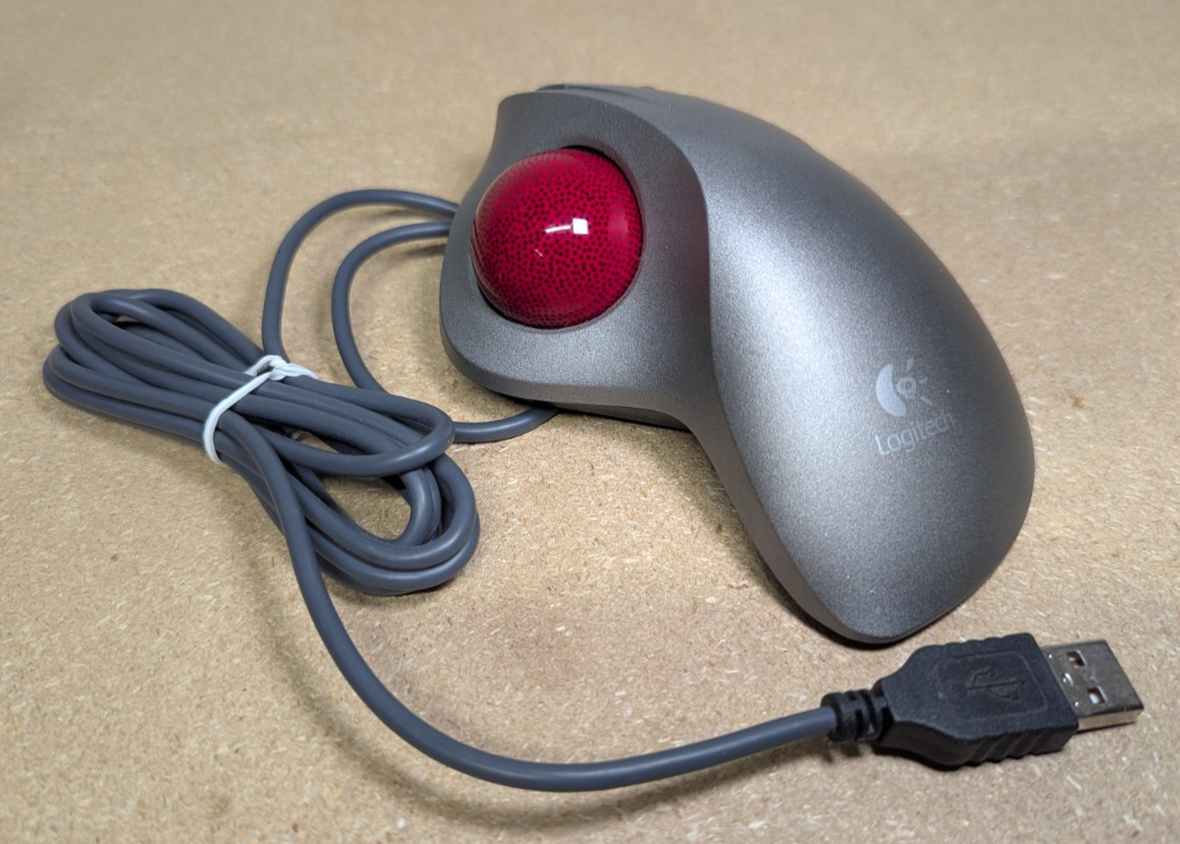 Logitech TrackMan Wheel Mouse T-BB18 Optical Trackball Mouse Dark Silver