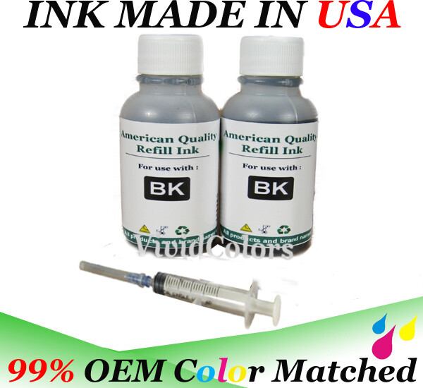 Black bulk refill ink kit with tools for ALL HP Universal inkjet printer 2x30ml