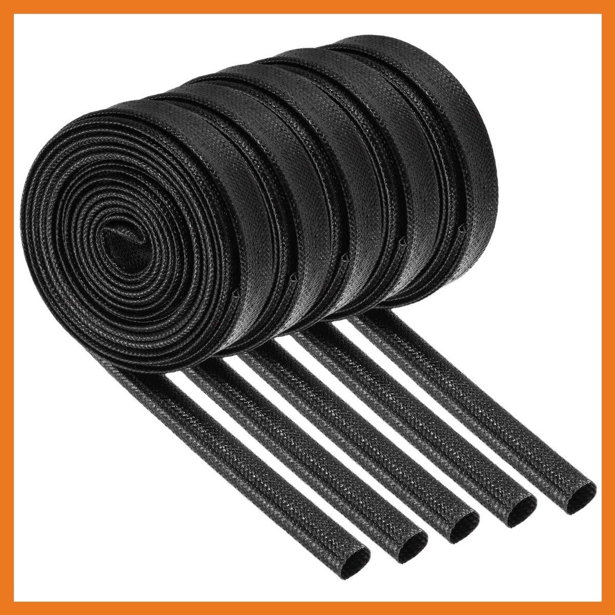 MECCANIXITY 5Pcs Wire Insulation Braid Fire Sleeve 9.8Ft 7mm ID Black