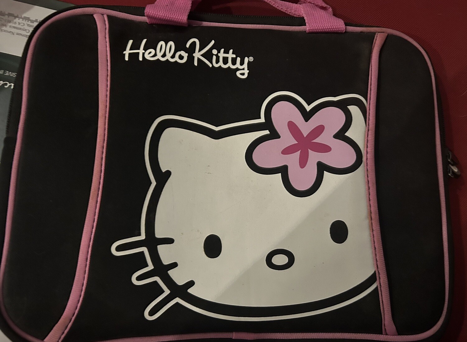 Hello Kitty Tablet :Small Laptop Protective Carrying Case Black Pink , Pockets