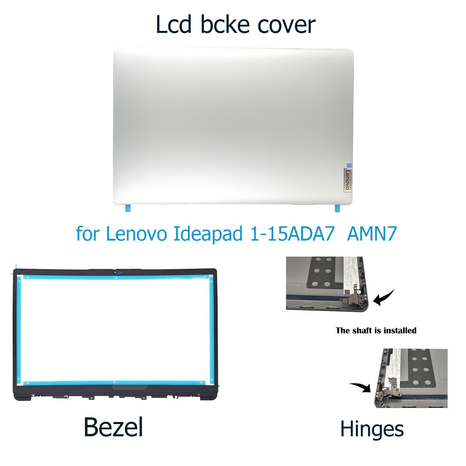5CB1F36621 New LCD Back Cover Bezel & Hinges for Lenovo IdeaPad 1 15ADA7 15AMN7