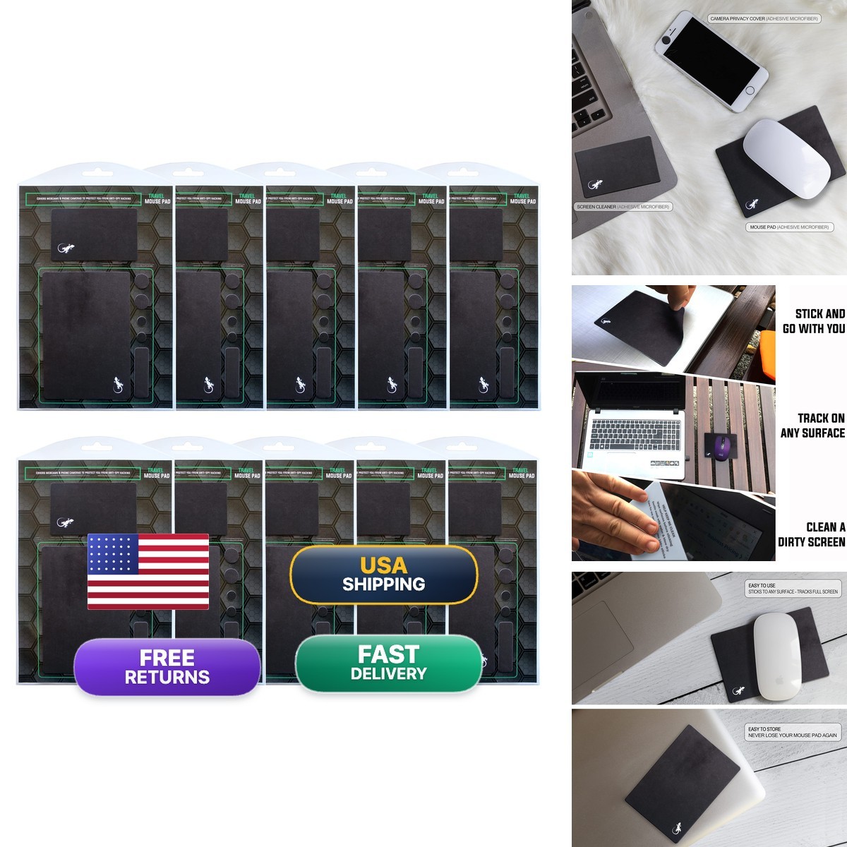 Mouse Pad Adhesive Bottom Sticks to Any Surface 10 Pack Event Pack