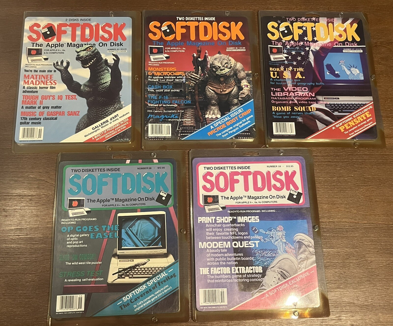 5 Softdisk Magazines For The Apple 2 #55-#59