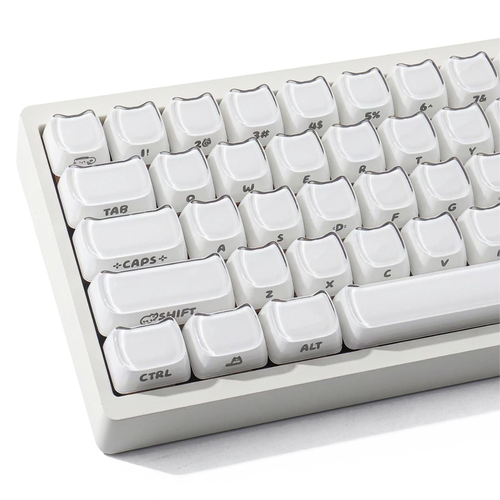 Crystal Jelly Cat Shape Translucent Cute White Side Printed Mao 119 Keys Set