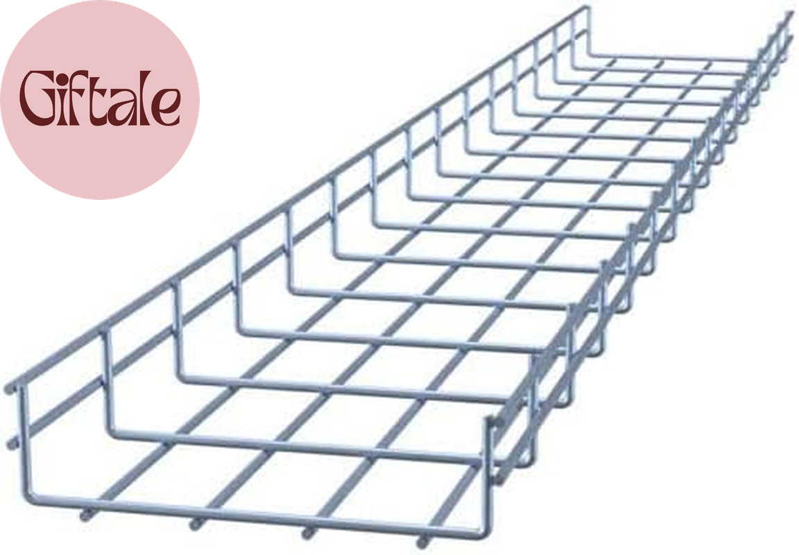 Wire Mesh Cable Tray, Electro Zinc Plated, Silver Steel, 1.97 X 7.88 X 59.06 Inc