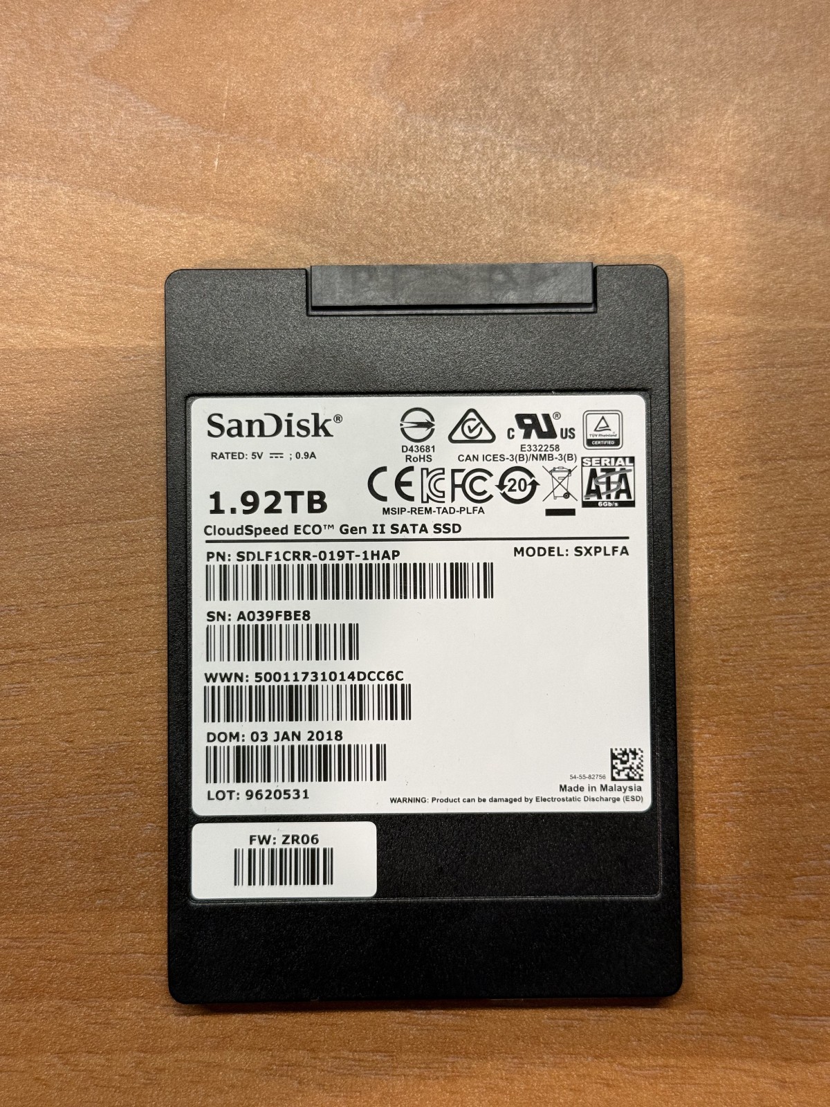 SanDisk CloudSpeed Eco Gen II 1.92TB 2.5" SATA Enterprise SSD SDLF1CRR-019T-1HAP