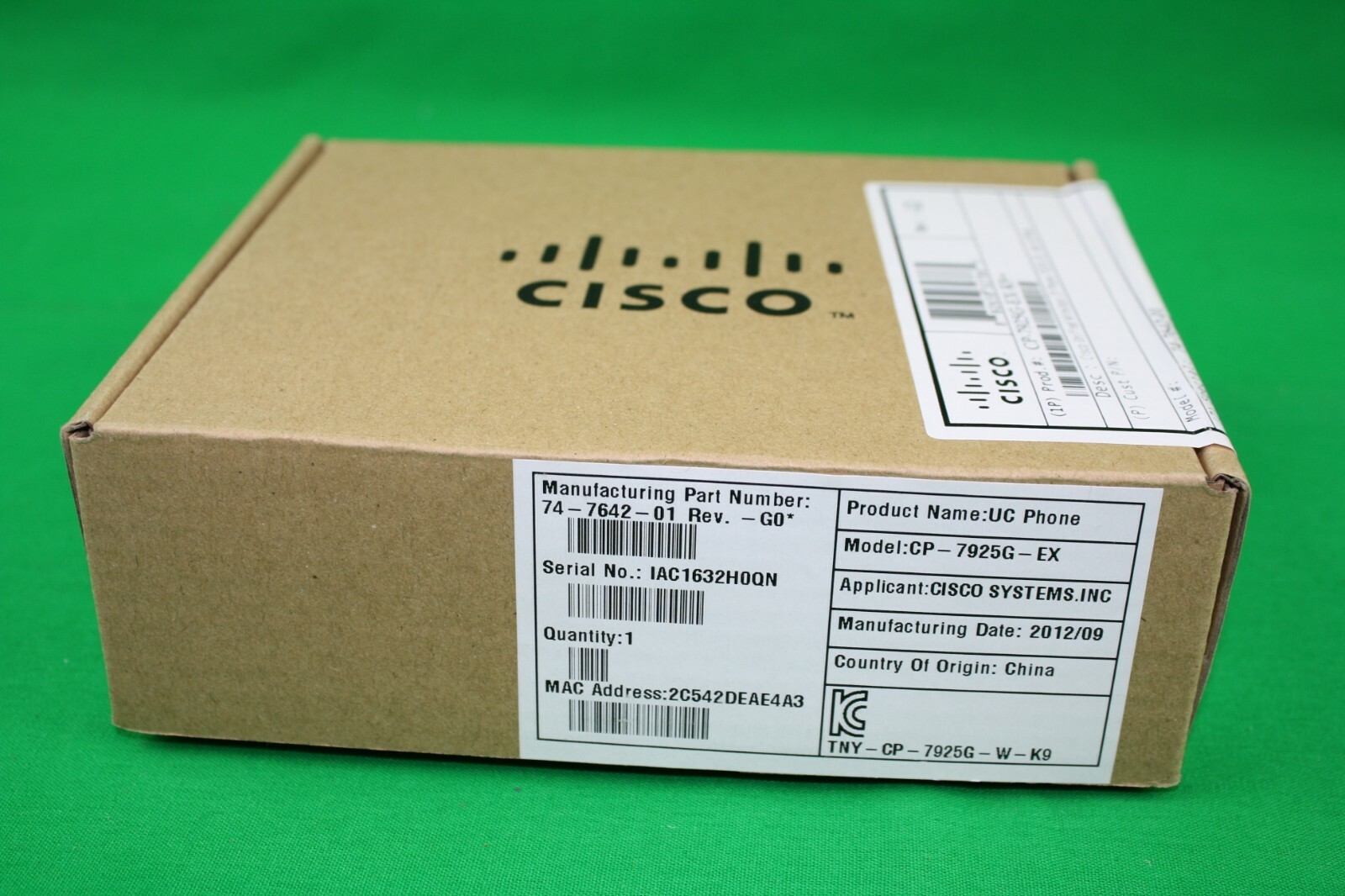 Cisco CP-7925G-EX-K9= IP Phone -Yellow (2" Display, Water Resistant)
