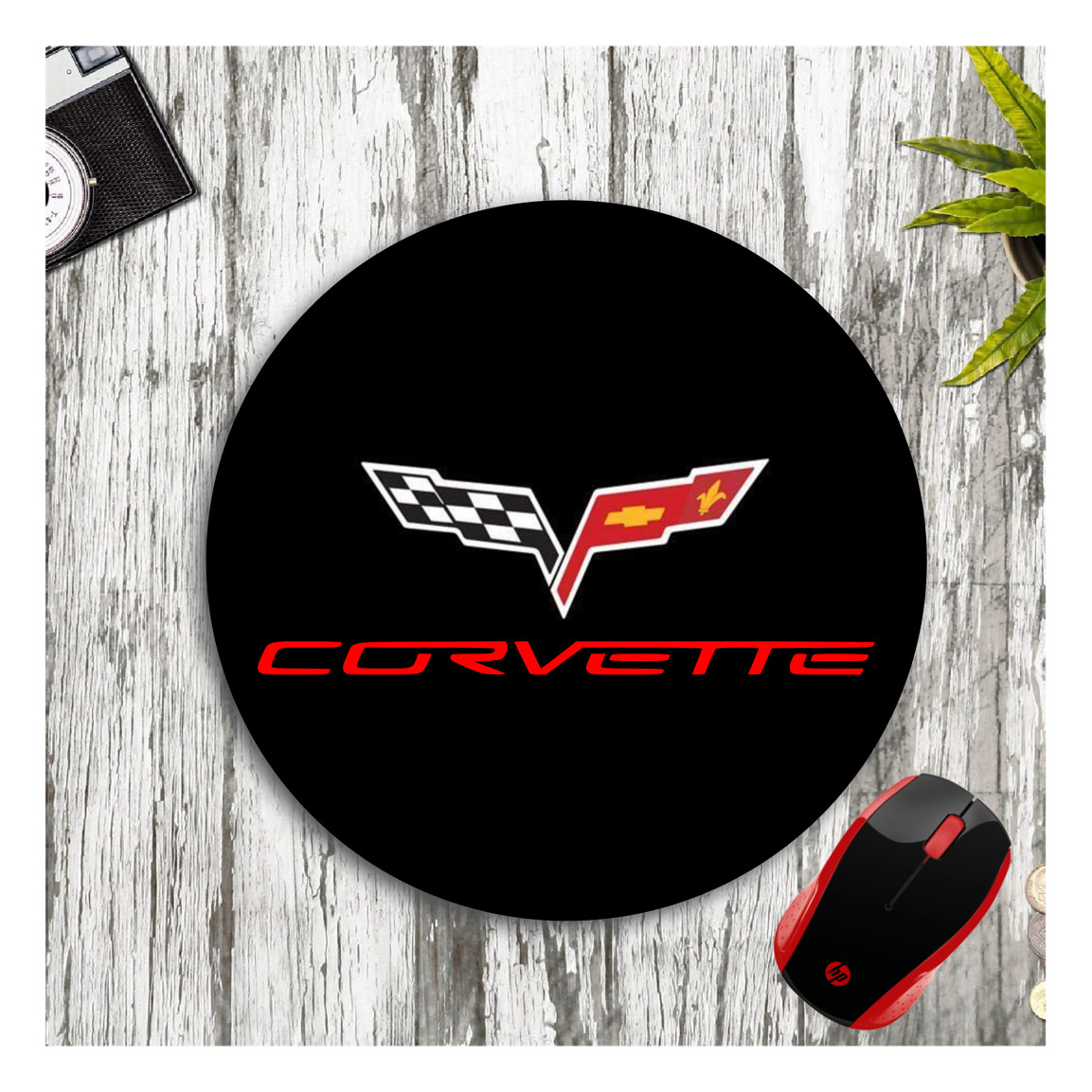 CHEVROLET CORVETTE C6 CHEVY THEME 8" ROUND NONSLIP MOUSEPAD DESK MAT GIFT