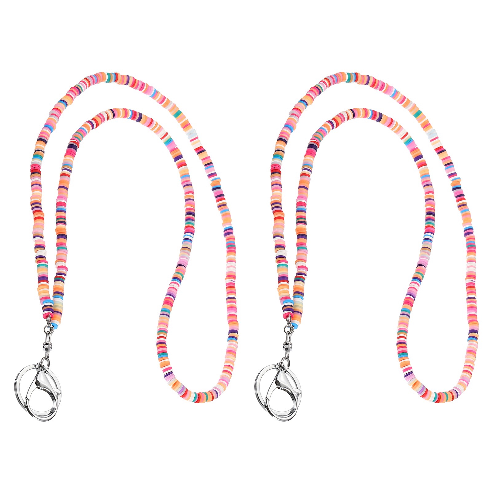2pcs Keychain Necklace Beads, For Boho Cute Chain Hanging Colorful
