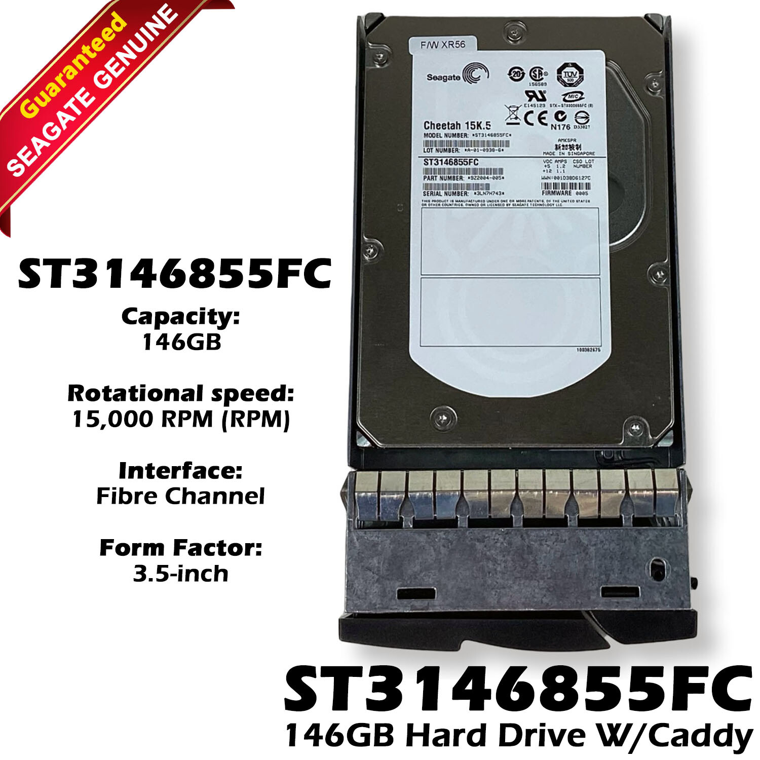 Seagate ST3146855FC Cheetah 15K.5 146Gb 15000RPM Fibre Channel 4Gbps 3.5" HDD