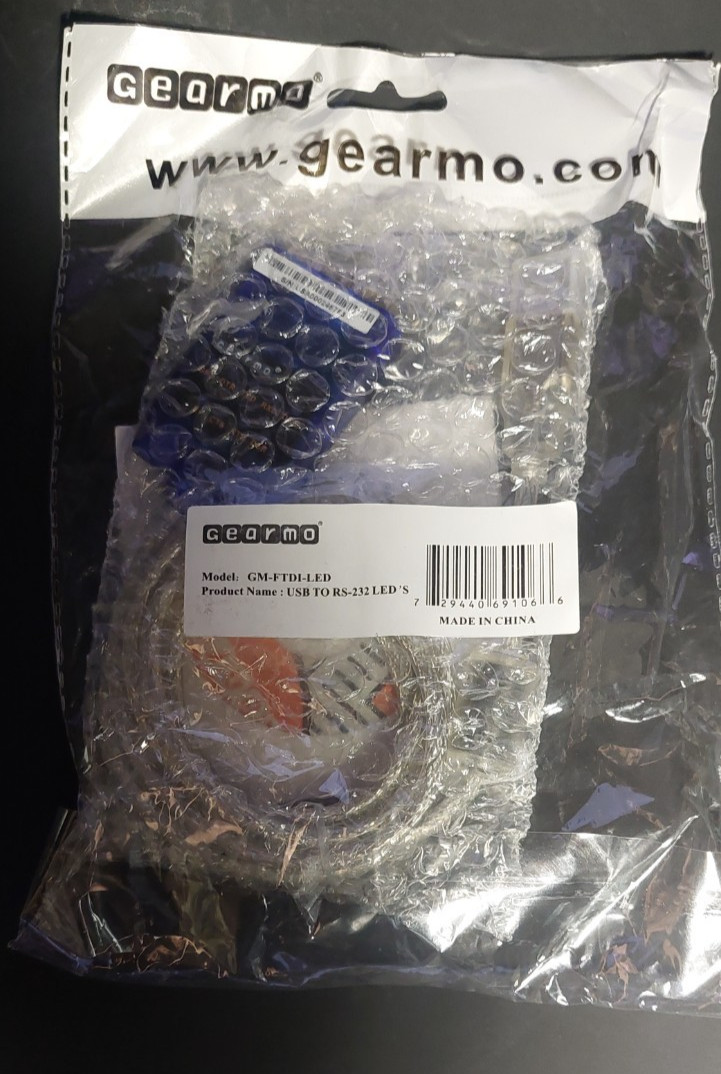 Gearmo Model: GM-FTDI-LED | USB 2.0 to RS-232 Serial Adapter w/LED - New Sealed