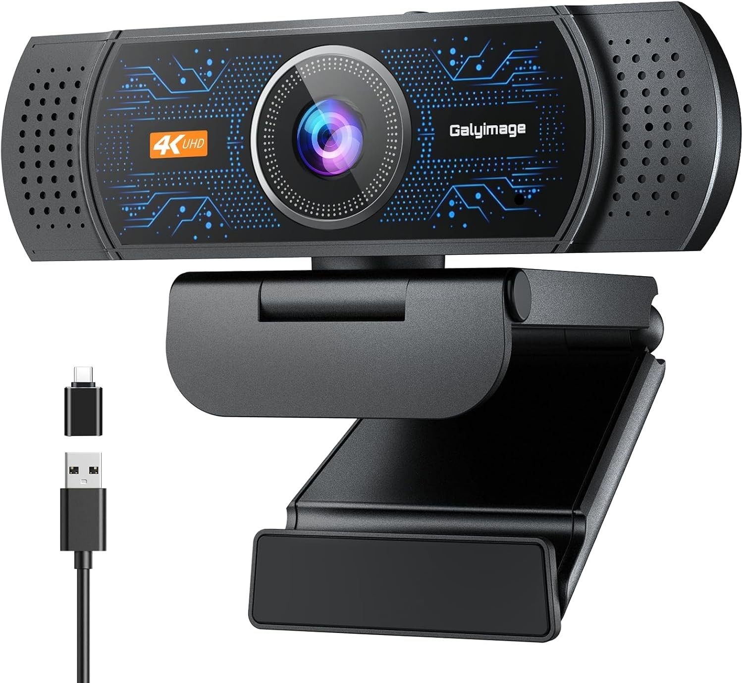 4K Webcam for PC, Streaming Computer Camera with Noise-Canceling Mic